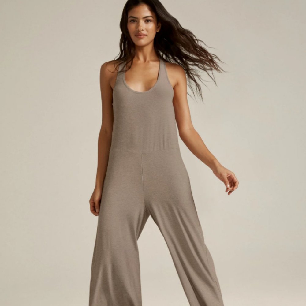 Beyond Yoga Featherweight Hang Loose Jumpsuit, Berry Rose Heather, Size L